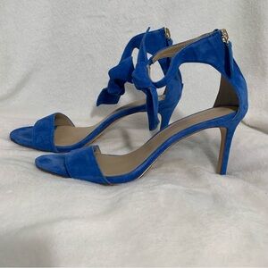 Ann Taylor blue bow and‎ zipper detail ankle strappy 3" stiletto sandal shoes